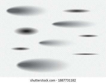 Set of realistic shadow effect on a transparent background different shapes, page separation vectors