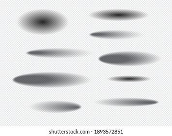 Set of realistic shadow effect on a transparent background different shapes, page separation vectors