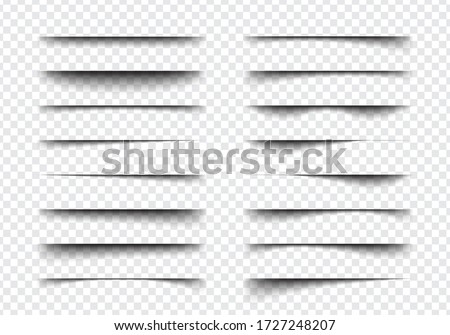 Set of realistic shadow effect on a transparent background different shapes, page separation vectors Foto stock © 