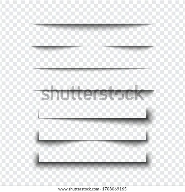 Set of realistic shadow effect on a\
transparent background, page separation\
vectors