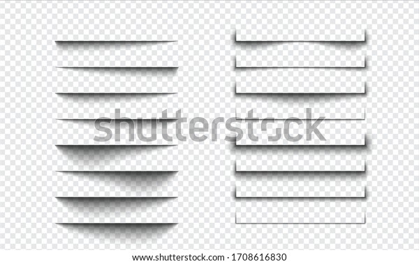 Set of realistic shadow effect on a
transparent background, page separation
vectors