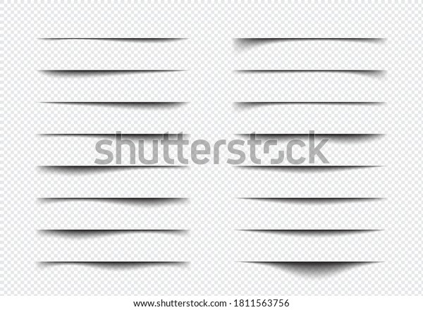 Set of realistic shadow\
effect on a transparent background different shapes, page\
separation vectors