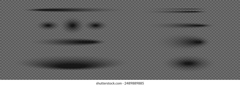 Set of realistic shadows on a transparent background.