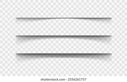 A set of realistic shadows on a transparent background. They are universal for web design, banners, posters, flyers, business cards.