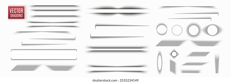 Conjunto de sombras realistas sobre un fondo blanco. Ilustración vectorial.