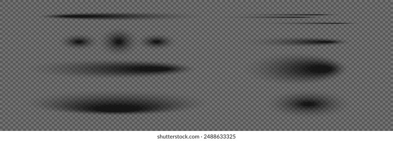 A set of realistic shadows and shadow effects. On a transparent background.