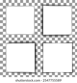 Set of realistic shadows. vector realistic rectangle, rectangular shadow isolated. Collection of shadows on png background. Vector illustration.