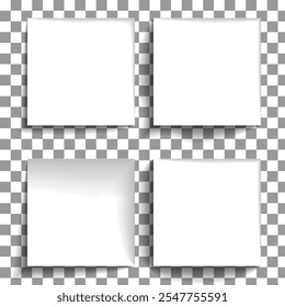 Set of realistic shadows. vector realistic rectangle, rectangular shadow isolated. Collection of shadows on png background. Vector illustration.