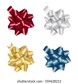 Set of realistic shiny  bows on white background