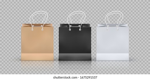 set of realistic shopping bag