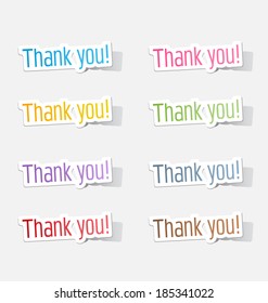 Set of realistic sign sticker with a shadow: Thank you. Vector illustration design element