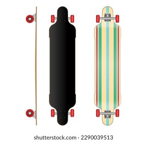 set of realistic skateboard deck template isolated. eps vector