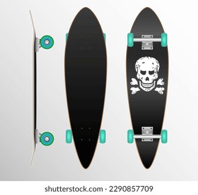 set of realistic skateboard deck template isolated. eps vector