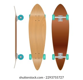 set of realistic skateboard deck template isolated. eps vector