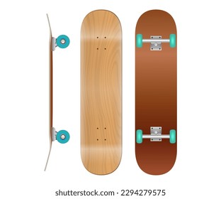 set of realistic skateboard deck template isolated. eps vector