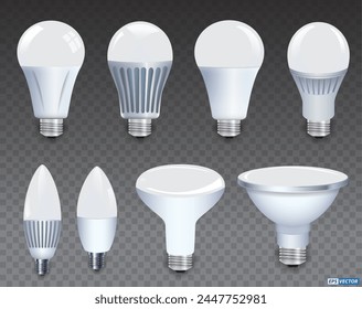 Conjunto de reflector led Wifi inteligente realista aislado. Eps