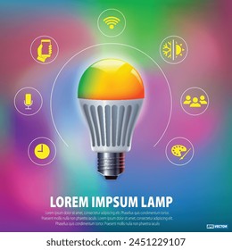 Set von realistischen Smart Wifi LED Lampen Mockups. EPS-Vektorgrafik