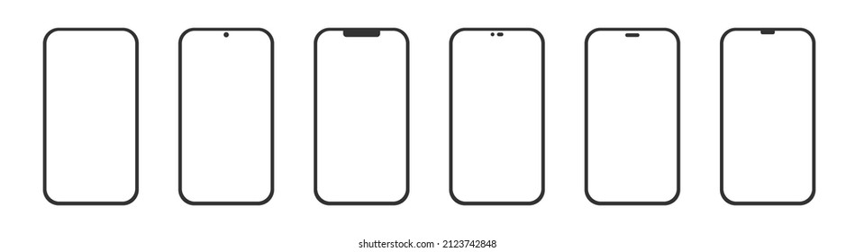 Set realistic smartphone blank screen, phone mockup isolated on white background. Template for infographics or presentation UI design interface. eps 10