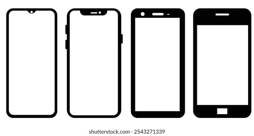 Set of Realistic smartphone mockup. Mobile phone icon with blank display in a flat style vector illustration.