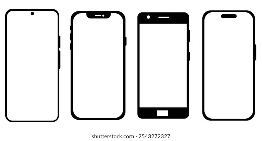 Set of Realistic smartphone mockup. Mobile phone icon with blank display in a flat style vector illustration.