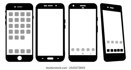 Set of Realistic smartphone mockup. Mobile phone icon with blank display in a flat style vector illustration.