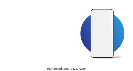 Set of realistic smartphones on a blue background