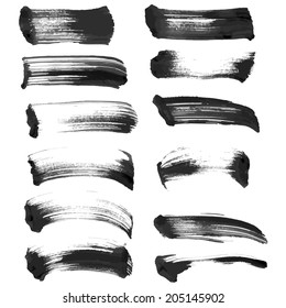 Set of realistic smears of black ink
