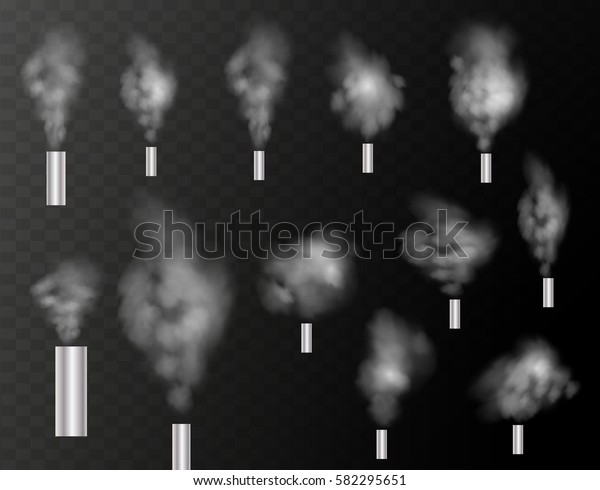Set Realistic Smoke Steam On Transparent Stock Vector (Royalty Free ...