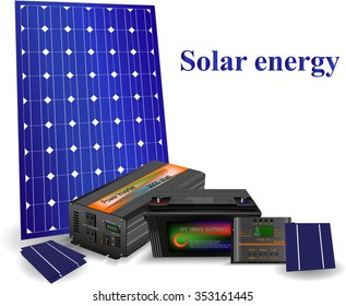 Set realistic solar panels inverter controller battery