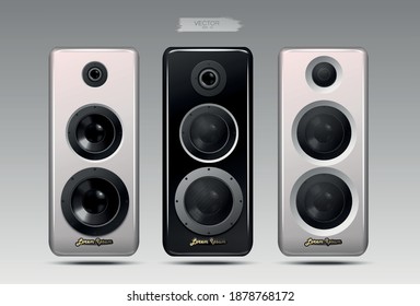 Set of realistic speakers. Vector.