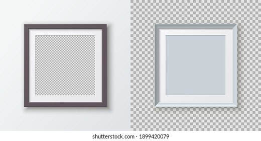 A set of realistic square photo frames for placing images. Template for a poster, banner, or ad. Isolated object in the background. Vector graphics in a modern style.