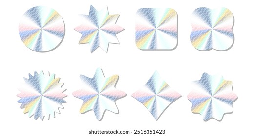 set of realistic sticker, hologram emblem, holographic labels. vector illustration