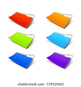 Set of realistic stylish folders with documents. Vector illustration.