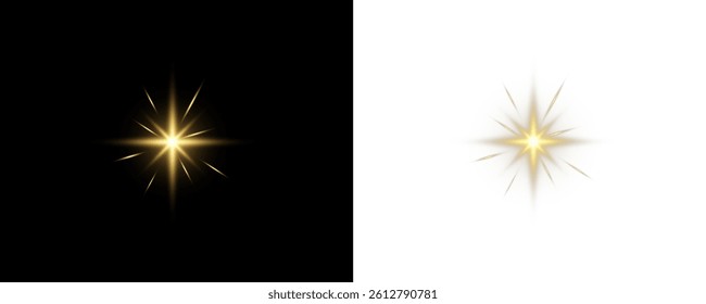 A set of realistic suns. Flares with highlights of golden color, bright beautiful sun, set of suns, vector png.