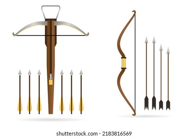 set of realistic sword warrior and arrow