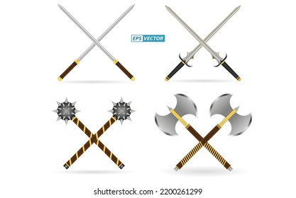 set of realistic sword warrior. eps vector