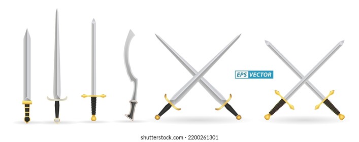 set of realistic sword warrior. eps vector