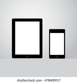 Set of realistic tablets and mobile phones.