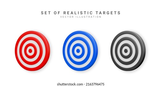 Set of realistic targets. Targets for shooting arrows and darts. Vector illustration