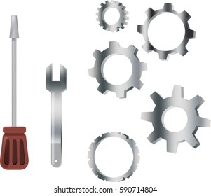 Set of realistic technical tools, vector isolated illustration