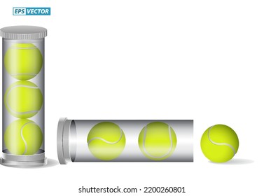 set of realistic tennis ball isolated or tennis ball green yellow detailed. eps vector