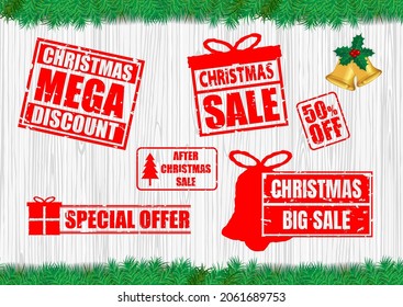 Set von realistischen Text Grunge Gruß dekorative Weihnachten einzeln oder Design Element Weihnachten Thema. EPS-Vektor