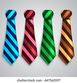 set of realistic tie. fathers day. vector illustration