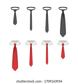 Set of realistic ties isolated on white background. Vector illustration