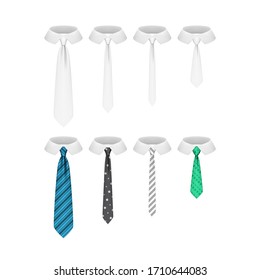 Set of realistic ties isolated on white background. Vector illustration
