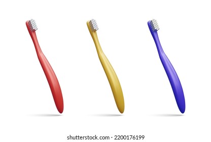Set of realistic toothbrush isolated on white background. Vector illustration
