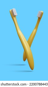 Set of realistic toothbrush isolated on blue background. Vector illustration