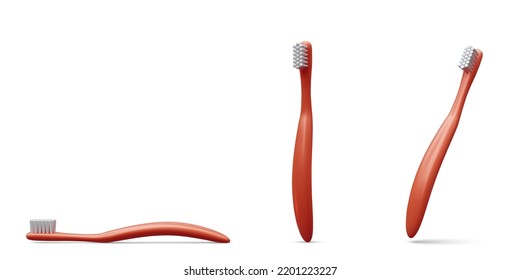 Set of realistic toothbrush isolated on white background. Vector illustration