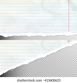 Set of Realistic torn paper pieces, isolated on transparent background. EPS 10 vector file included