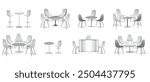 set of realistic trade exhibition chair and table or white blank exhibition kiosk or stand booth corporate commercial. Eps Vector
